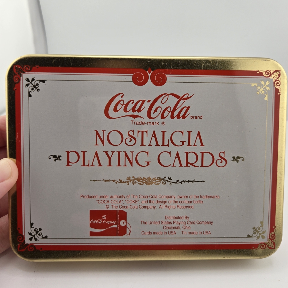 Coca Cola Nostalgia Playing Cards Tin - Red and Gold Design - Picture 2 of 5